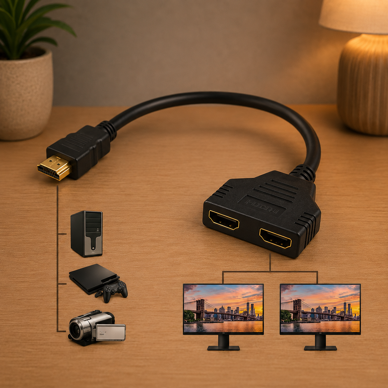 تبدیل 1 به 2 HDMI